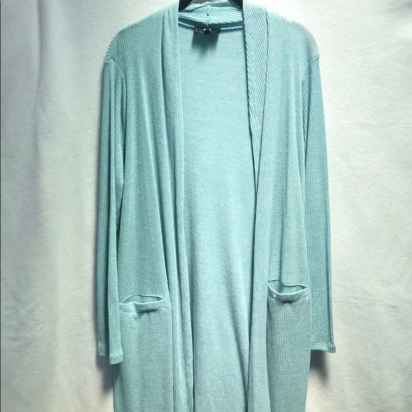 G by Giuliani Light Blue Long Knit Cardigan - Picture 1 of 8